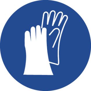 Påbudsskylt: skyddshandskar