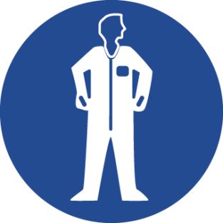 Påbudsskylt: skyddskläder